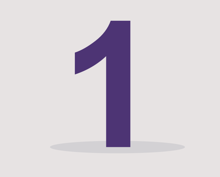 Large purple numeral 1