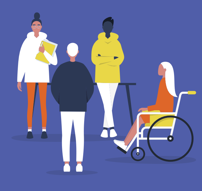 Diverse group of tenants including a wheelchair user